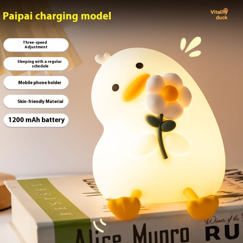 Vitality Flower Duck Small Usb Bedroom Bedside Decoration Night Light Gronata