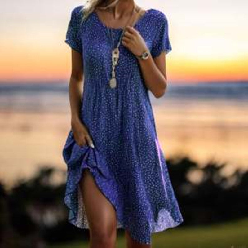 Women's Artistic Ethnic Style Scoop Mid-length Dress Gronata