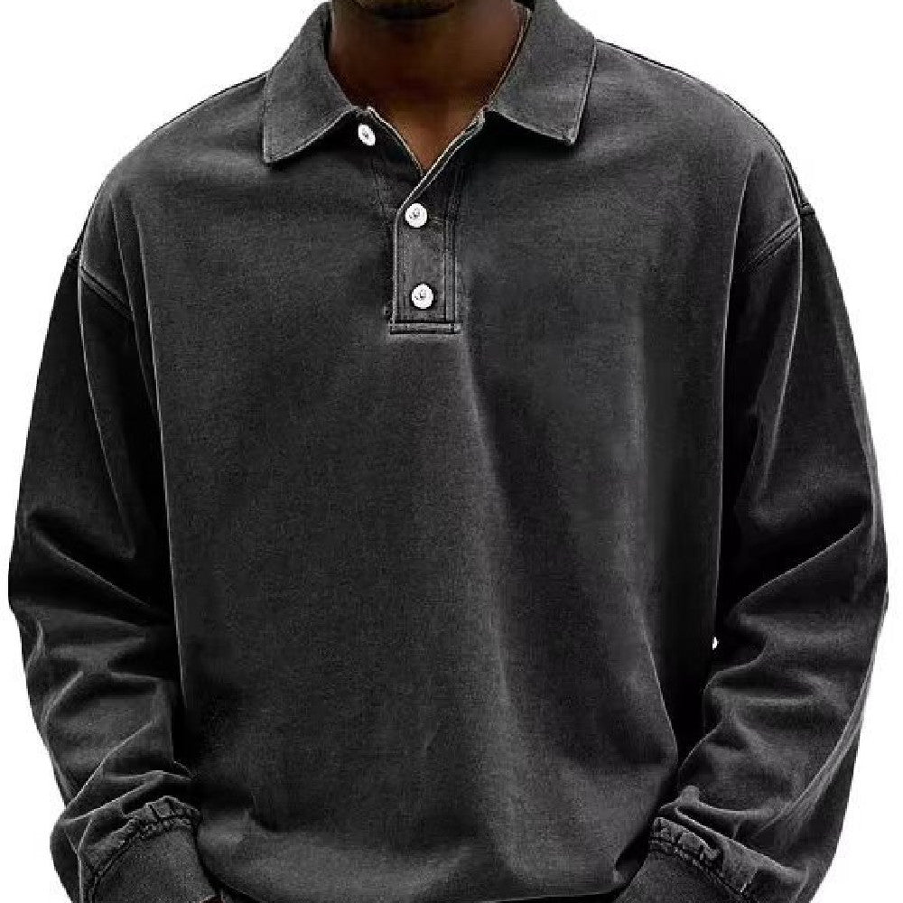 Fall Men's Long Sleeve Polo Shirts Casual Breathable Comfortable Tees Shirt Solid High Quality Sweatshirt Male T-Shirt Gronata