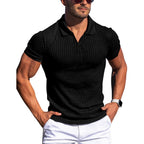 Polo Shirt Lapel V-neck Vertical Striped Short Sleeve Men's T-shirt Gronata