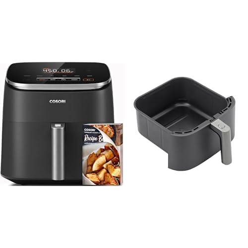 Cosori 9-in-1 TurboBlaze Air Fryer 6 Qt, PFAS-Free Ceramic Coating, 90°–450°F, Precise Heating for Even Results, Air Fry, Roast, Bake, Broil, Dry, Frozen, Proof, Reheat, Keep Warm, 120V, Dark Gray Gronata
