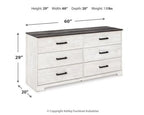 Signature Design by Ashley Shawburn Rustic 5 Drawer Chest of Smooth-Gliding Drawers and Safety Stop, White & Gray Gronata