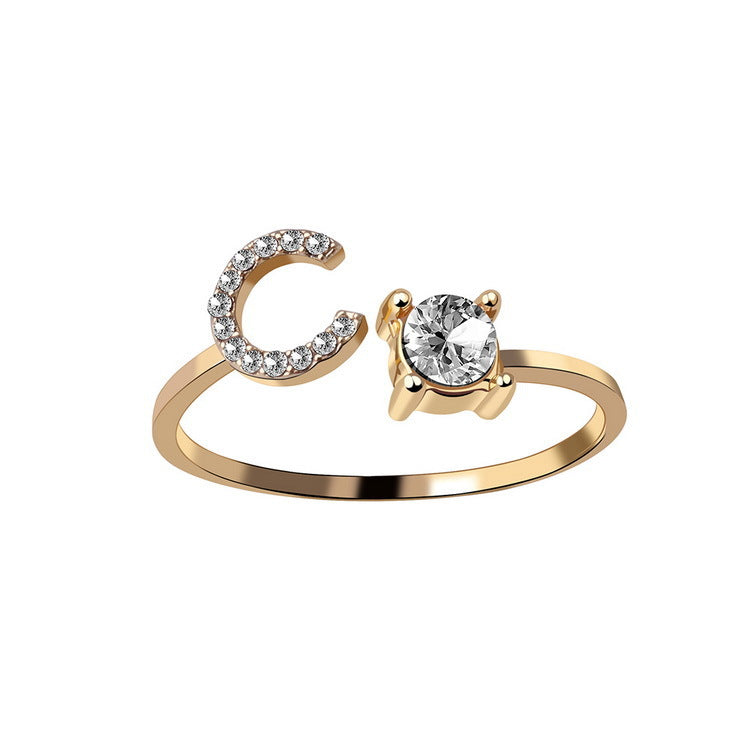 New Design Adjustable 26 Initial Letter Ring Fashion Jewelry For Women Simple Elegant Jewelry Gronata