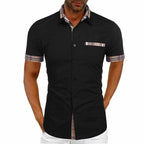 Men's Short Sleeve Contrast Fashion Button-Up Shirt Gronata