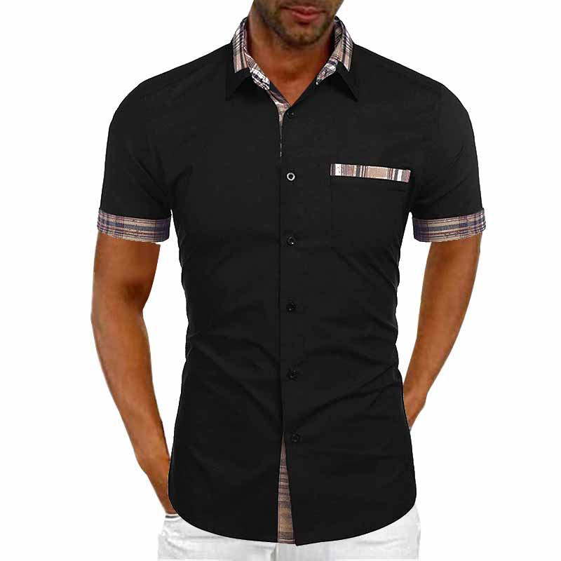 Men's Short Sleeve Contrast Fashion Button-Up Shirt Gronata