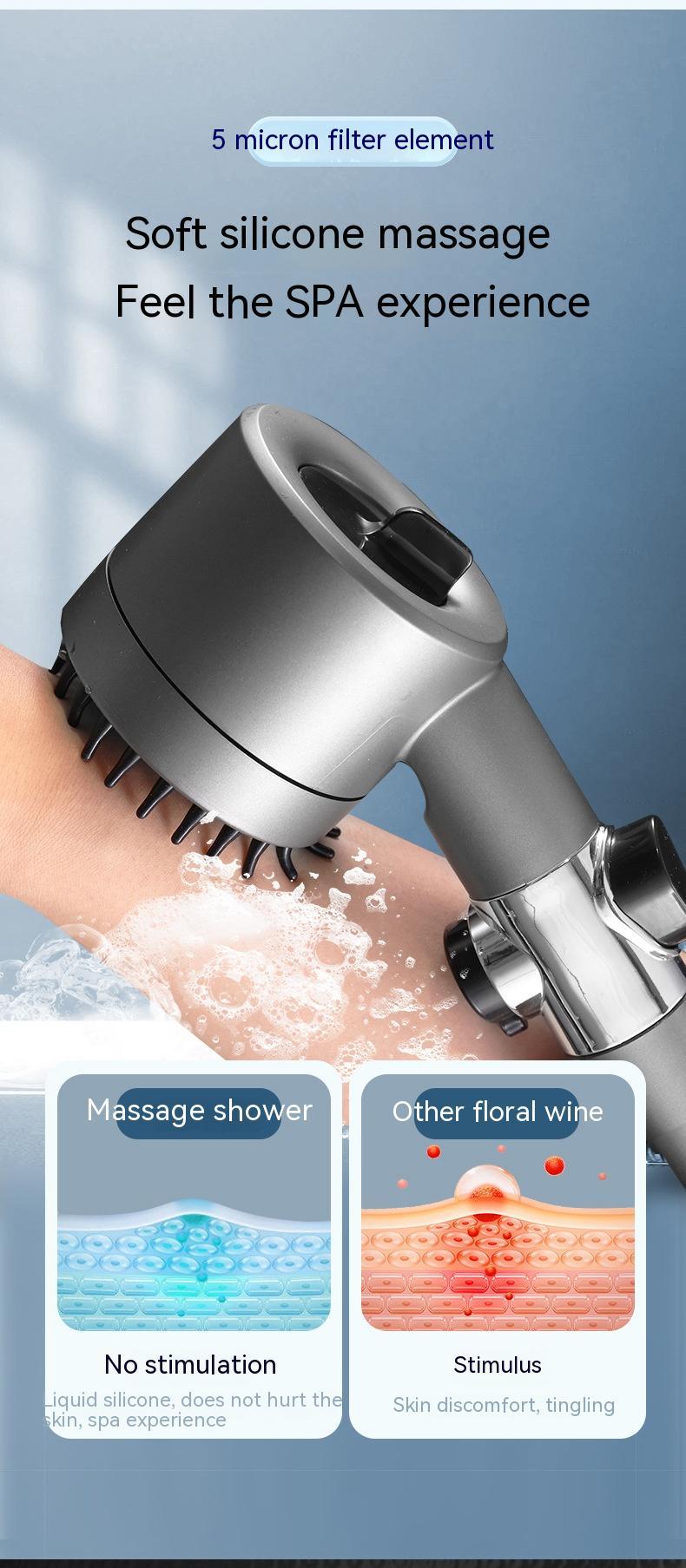 The Third Gear Adjustable Strong Supercharged Shower Head Household Bath Shower Hose Shower Head Gronata
