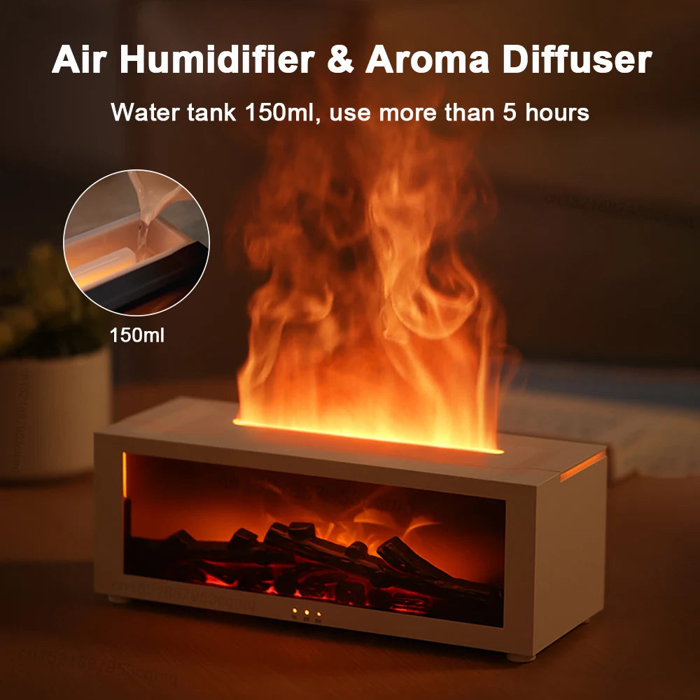 New Flame Aromatherapy Machine Colorful Essential Oil Diffuser Home Large Fog Volume Flame Humidifier 3D Flame Fireplace Machine Gronata