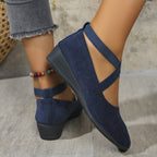 Women's Pointed Toe Wedges Shoes Fashion Cross-straped Flats Casual Pumps Gronata