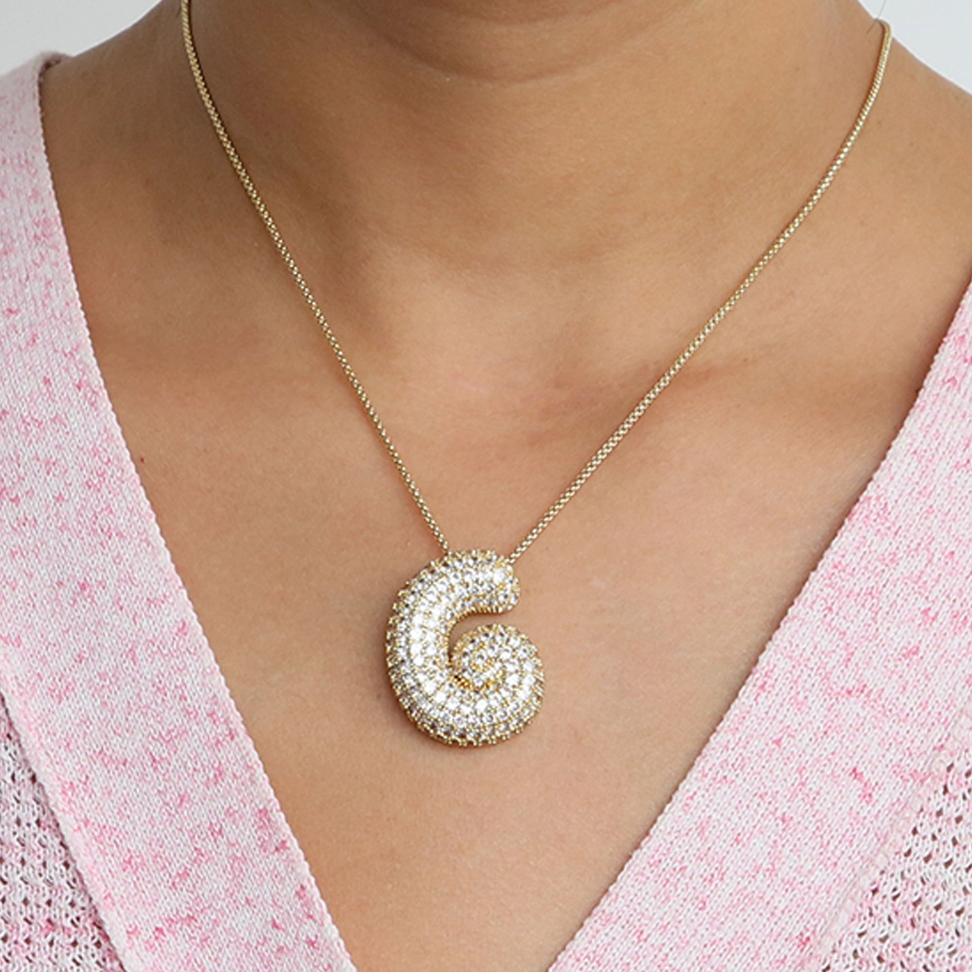 Bubble Initial Diamond Necklace Gronata