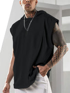 Summer Mens Sleeveless Loose Fitness Hooded Sports Vest Gronata