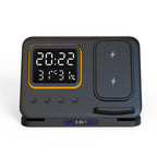 15W Wireless Chargers Stand 5 In1 LED Digital Alarm Clock Fast Charging Dock Station Gronata