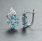 Rose Ring Colorful Flower Drop-shaped Zircon Earrings Gronata