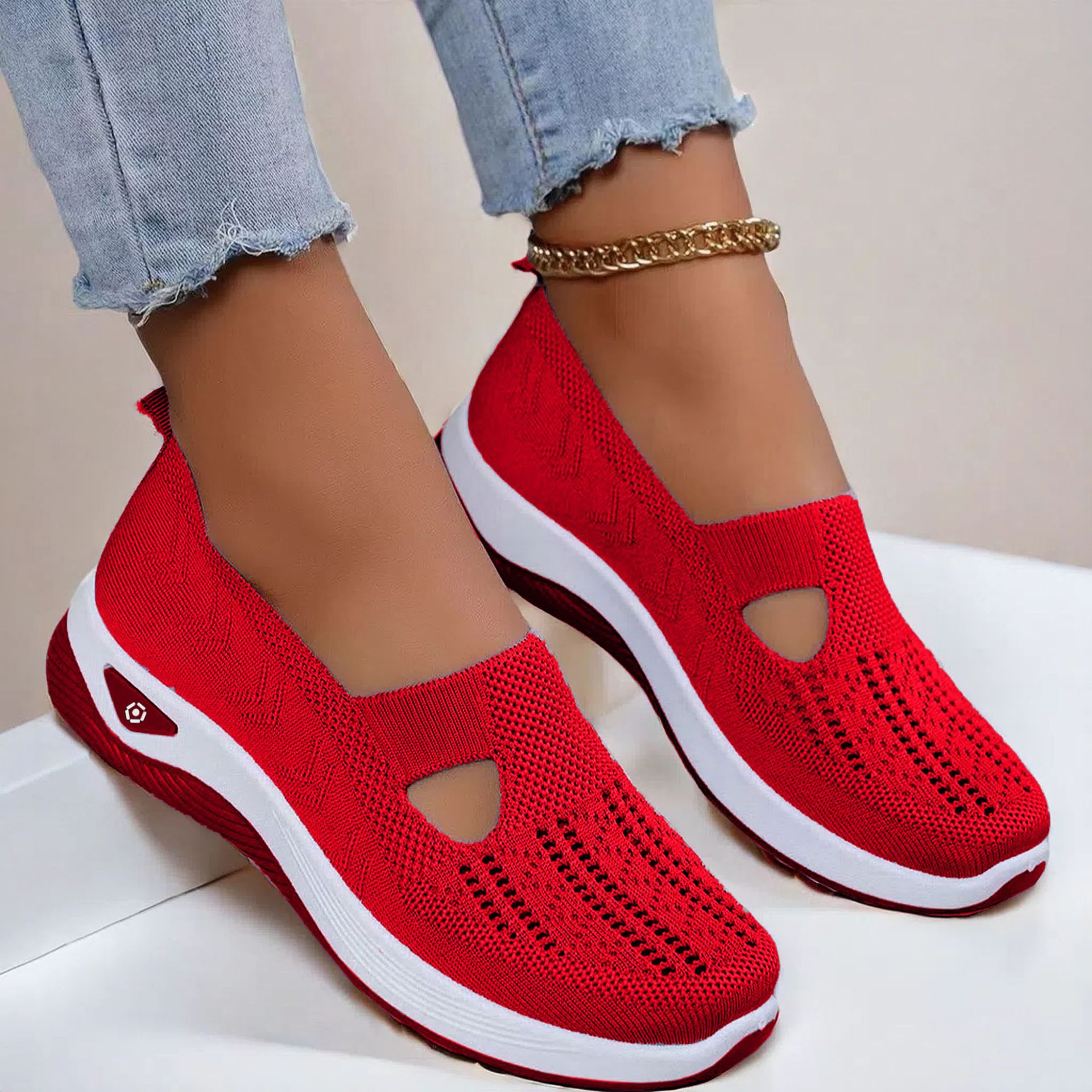 Mesh Flats Shoes Fashion Breathable Non-slip Soft Bottom Casual Shoes For Women Gronata