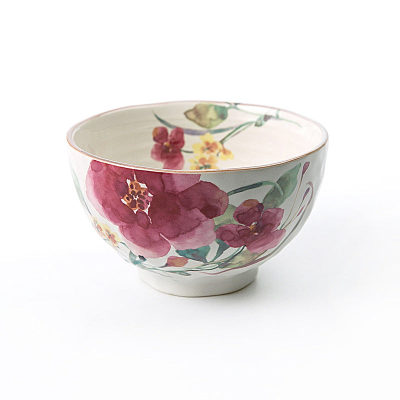 Japanese Mino-yaki Handmade Home Multicolored Ceramic Rice Bowl Soup