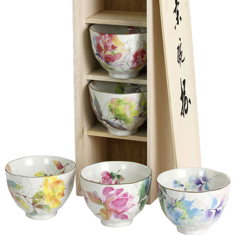 Japanese Mino-yaki Handmade Home Multicolored Ceramic Rice Bowl Soup