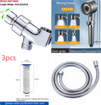 The Third Gear Adjustable Strong Supercharged Shower Head Household Bath Shower Hose Shower Head Gronata