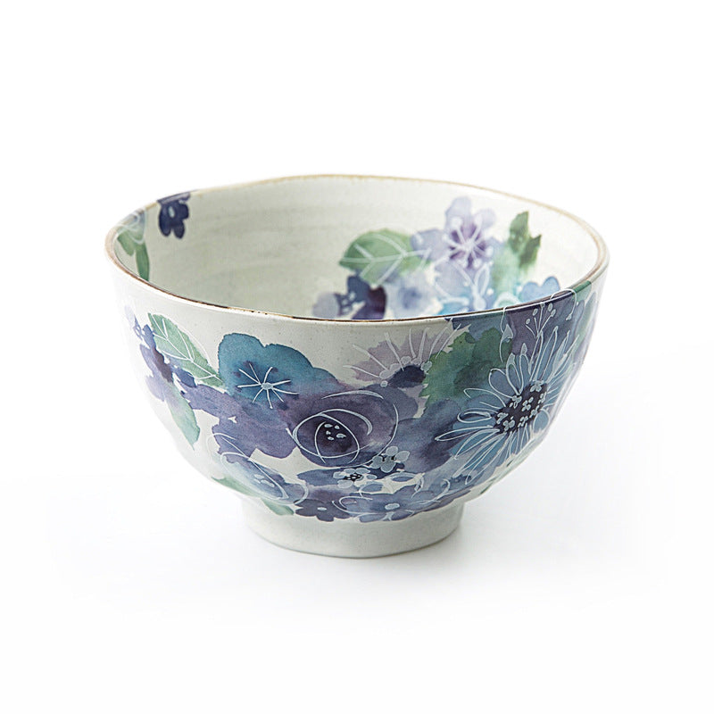 Japanese Mino-yaki Handmade Home Multicolored Ceramic Rice Bowl Soup