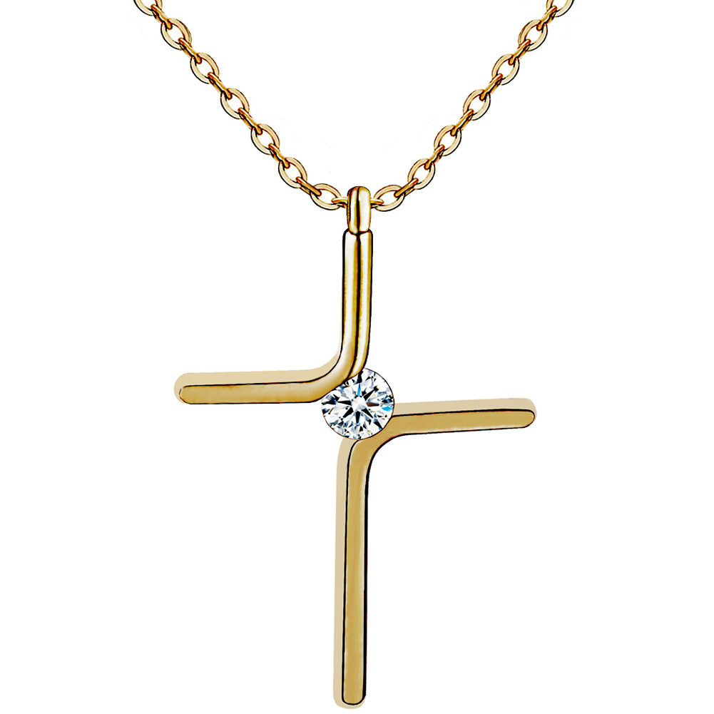Cross Pendant New Simple Necklace Titanium Steel Plating Gronata
