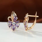 Rose Ring Colorful Flower Drop-shaped Zircon Earrings Gronata