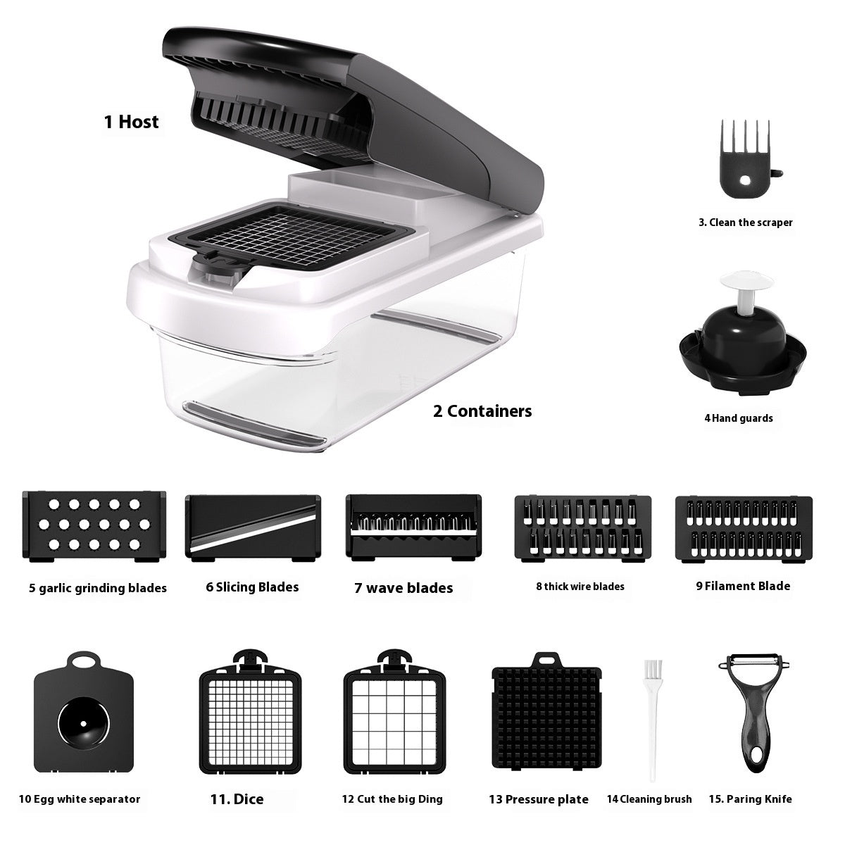 Household Multi-function Vegetable Chopper Kitchen 15-in-one Gronata