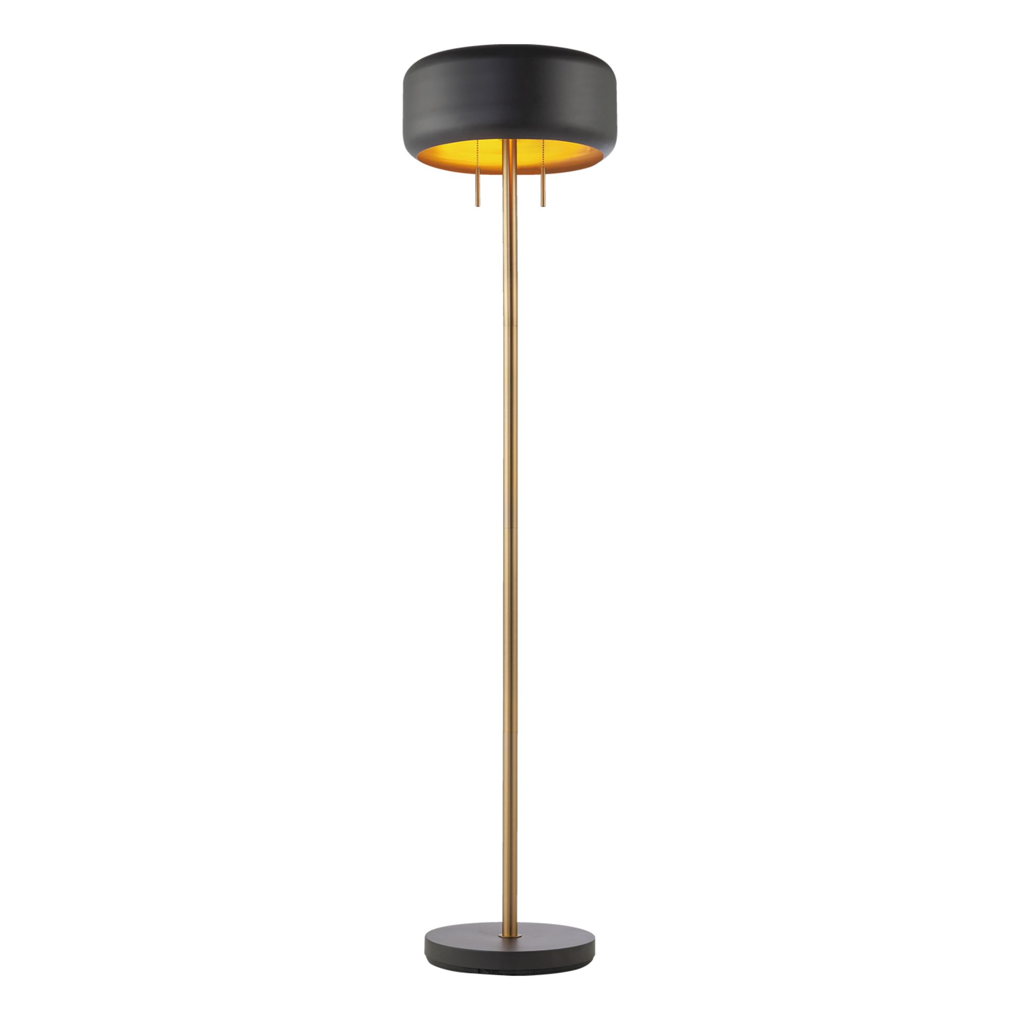 Globe Electric Novogratz x Globe Harrington 65" Floor Lamp, 2-Tone Faux Wood Base, White Fabric Shade, Socket Rotary Switch 67225 Gronata