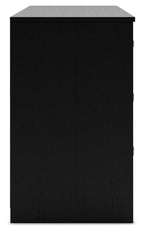 Signature Design by Ashley Finch Modern 6 Drawer Dresser with Ball-bearing Construction and Safety Stop, Black Gronata