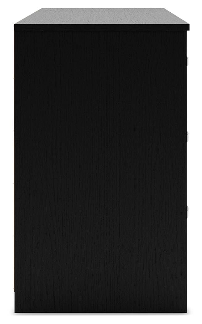 Signature Design by Ashley Finch Modern 6 Drawer Dresser with Ball-bearing Construction and Safety Stop, Black Gronata