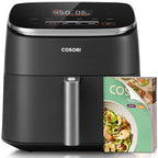 Cosori 9-in-1 TurboBlaze Air Fryer 6 Qt, PFAS-Free Ceramic Coating, 90°–450°F, Precise Heating for Even Results, Air Fry, Roast, Bake, Broil, Dry, Frozen, Proof, Reheat, Keep Warm, 120V, Dark Gray Gronata