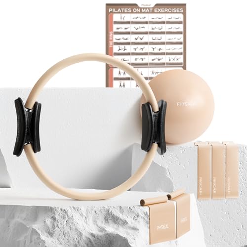 PhysKcal Pilates Ring Set, Magic Ring with 1x Core Ball, 3X Resistant Loop and 2X Flex Band, Pilates on Mat Essential Kit (Nude) Gronata