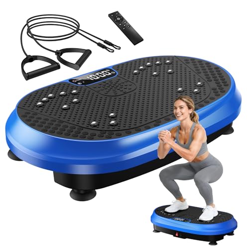 Vibration Plate Exercise Machine, Vibrating Fitness Platform for Lymphatic Drainage, Full Body Shaker Workout Equipment, Bluetooth Power Shaping Vibrate Plate, Board Sport for Home Exercise Gym, Blue Gronata