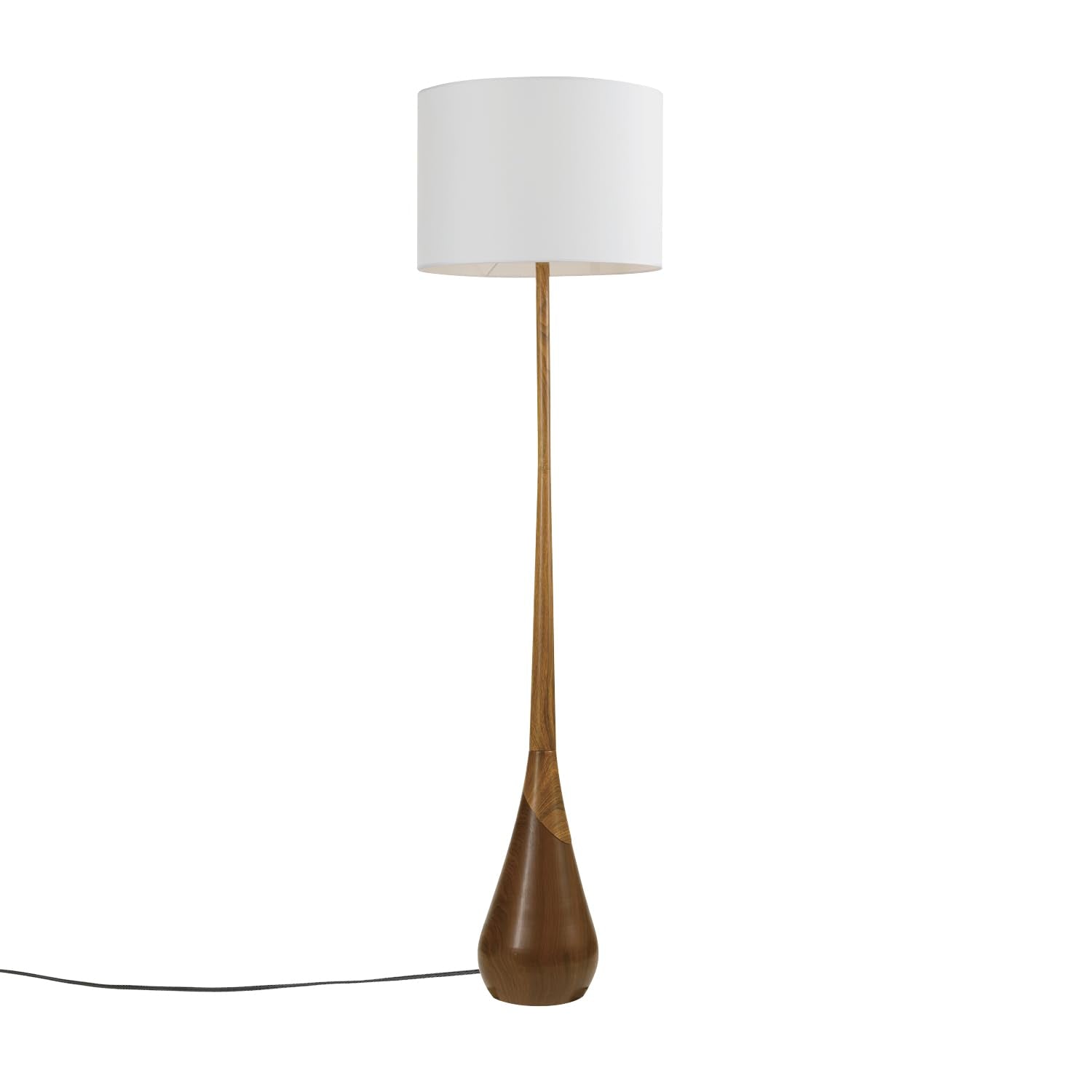 Globe Electric Novogratz x Globe Harrington 65" Floor Lamp, 2-Tone Faux Wood Base, White Fabric Shade, Socket Rotary Switch 67225 Gronata