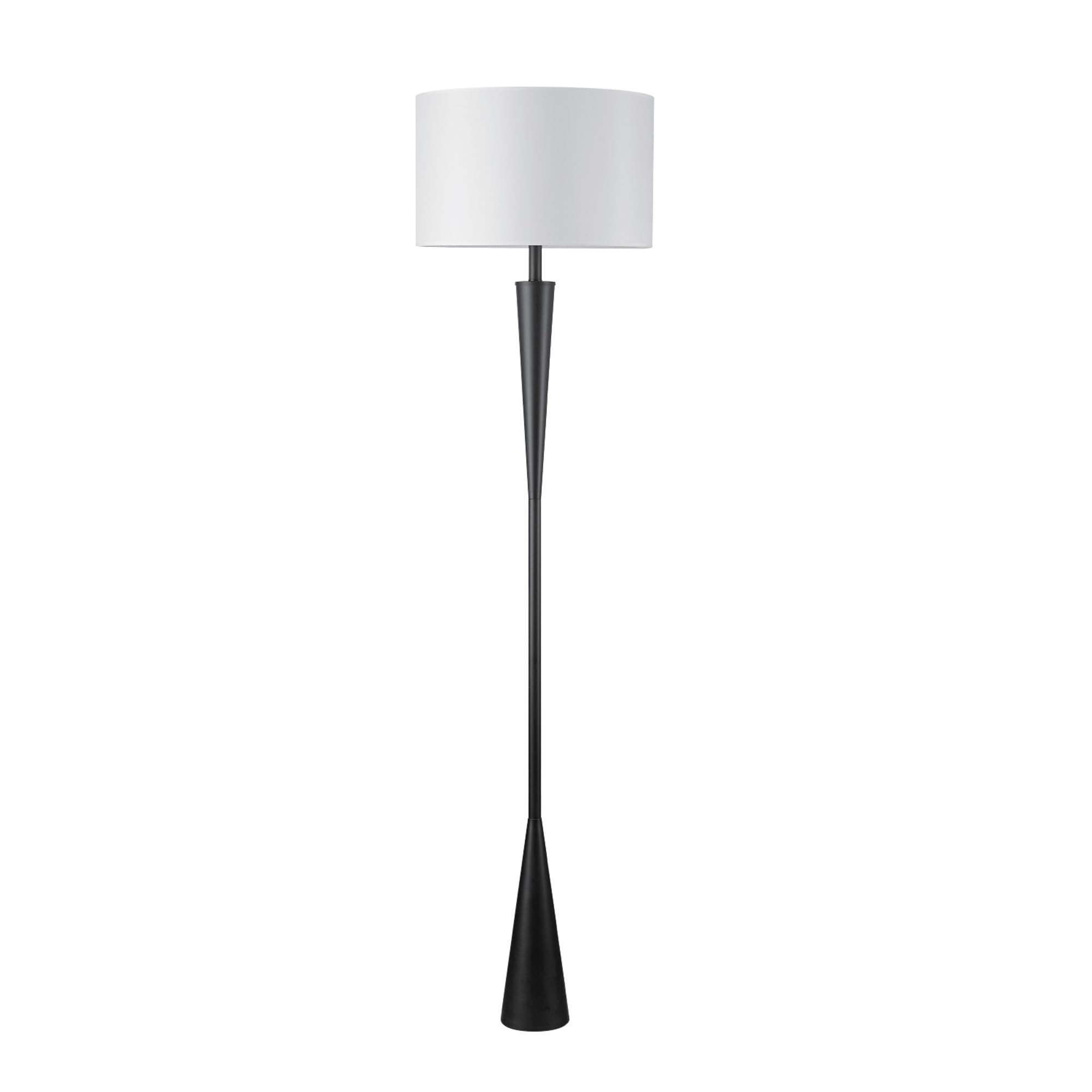Globe Electric Novogratz x Globe Harrington 65" Floor Lamp, 2-Tone Faux Wood Base, White Fabric Shade, Socket Rotary Switch 67225 Gronata