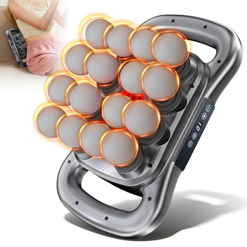 16-Head Electric Massage Gun, Deep Tissue Muscle Massager for Back Neck Shoulder Pain Relief, Rechargeable Handheld Massager for Office Gym Home (Gray) Gronata