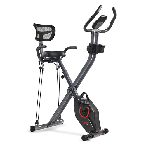 Sunny Health & Fitness Foldable Magnetic Stationary Exercise X-Bike Pro, 300 LB Capacity, Low-Impact, 14-Level Resistance, Ergonomic Support, SunnyFit App Enhanced Connectivity - SF-B223012 Gronata