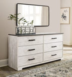 Signature Design by Ashley Shawburn Rustic 5 Drawer Chest of Smooth-Gliding Drawers and Safety Stop, White & Gray Gronata