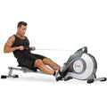 Sunny Health & Fitness Flip & Foldable Rowing Machine for Home w/Extended Slide Rail, Full-Body Workout, Low-Impact, Optional Extra Long Rail, Quiet Rail Cover, Water Motion and Free SunnyFit App Gronata