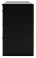 Signature Design by Ashley Finch Modern 6 Drawer Dresser with Ball-bearing Construction and Safety Stop, Black Gronata
