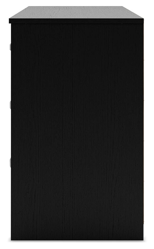Signature Design by Ashley Finch Modern 6 Drawer Dresser with Ball-bearing Construction and Safety Stop, Black Gronata