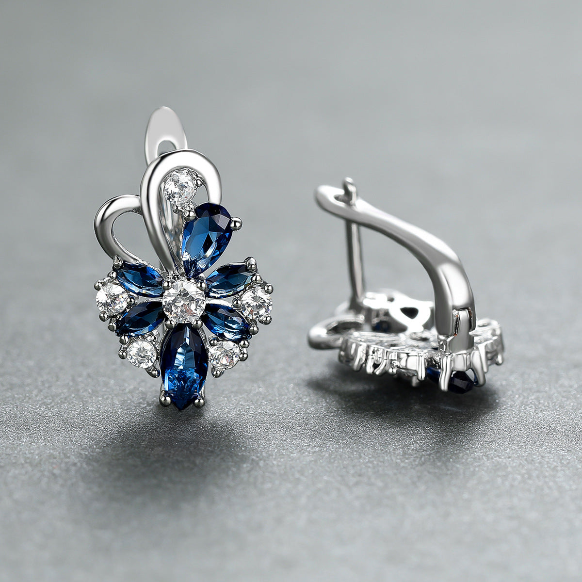 Rose Ring Colorful Flower Drop-shaped Zircon Earrings Gronata