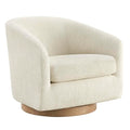 CHITA Swivel Accent Chair, Fully Assembled Fabric Barrel Armchair with FSC Certified Upholstered for Living Room, Bedroom and Office, Cream Gronata