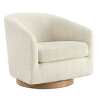 CHITA Swivel Accent Chair, Fully Assembled Fabric Barrel Armchair with FSC Certified Upholstered for Living Room, Bedroom and Office, Cream Gronata