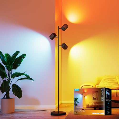 Govee Tree Floor Lamp Compatible with Matter, 3 Rotatable Lights with LuminBlend Technology, Standing Lamp with 64 Dynamic Scenes, Music Sync, Ideal Floor Lamp for Living Room, Bedroom, Office Gronata