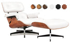 Asukale Top Grain Leather, Mid Century Chaise Lounge Chair and Ottoman, Modern Chair Classic Design, Heavy Duty Base Support for Living Room Study Lounge Office, Palisander-White Gronata