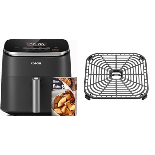 Cosori 9-in-1 TurboBlaze Air Fryer 6 Qt, PFAS-Free Ceramic Coating, 90°–450°F, Precise Heating for Even Results, Air Fry, Roast, Bake, Broil, Dry, Frozen, Proof, Reheat, Keep Warm, 120V, Dark Gray Gronata