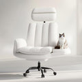 HOMRELEXA Criss Cross Office Chair with Armrests & Wheels, Comfy Velvet Vanity Chair, Ergonomic Executive Gaming Computer Chairs with Foot Rest, Wide Seat Reclining Desk Chair, White Gronata