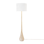 Globe Electric Novogratz x Globe Harrington 65" Floor Lamp, 2-Tone Faux Wood Base, White Fabric Shade, Socket Rotary Switch 67225 Gronata