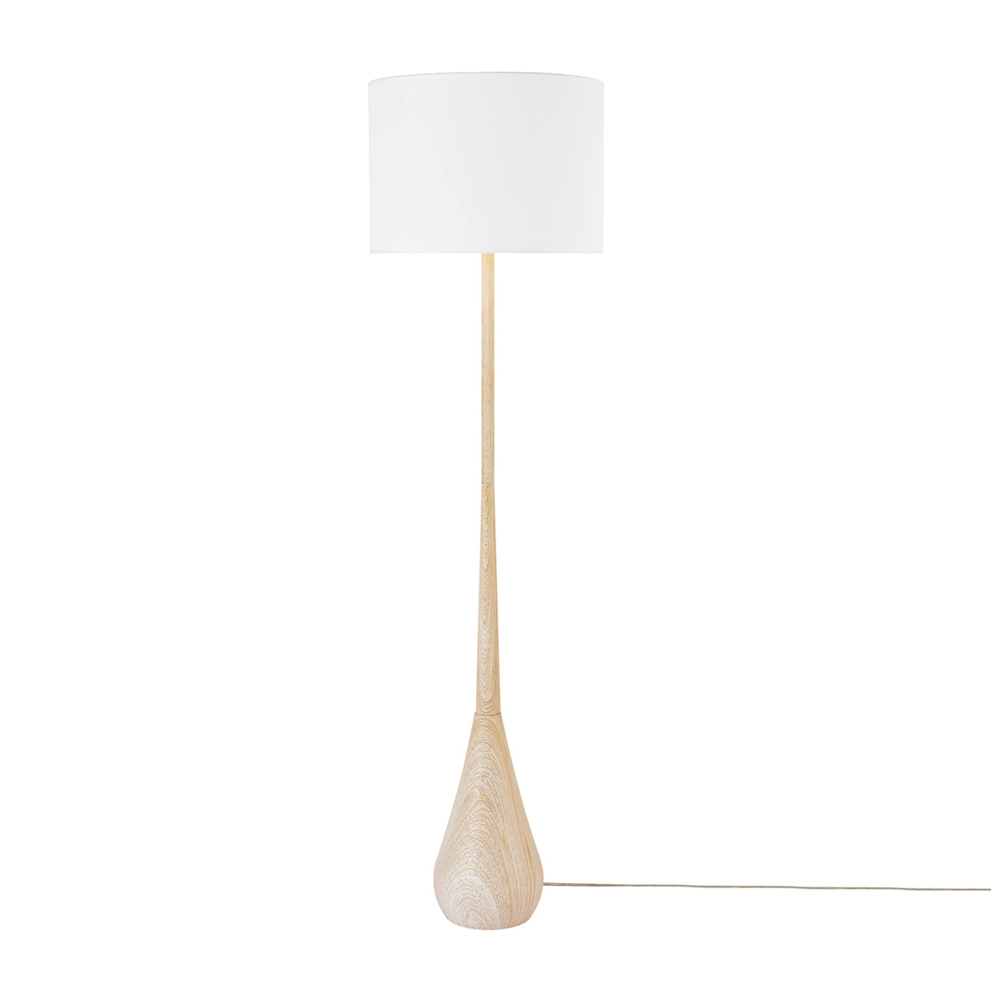 Globe Electric Novogratz x Globe Harrington 65" Floor Lamp, 2-Tone Faux Wood Base, White Fabric Shade, Socket Rotary Switch 67225 Gronata