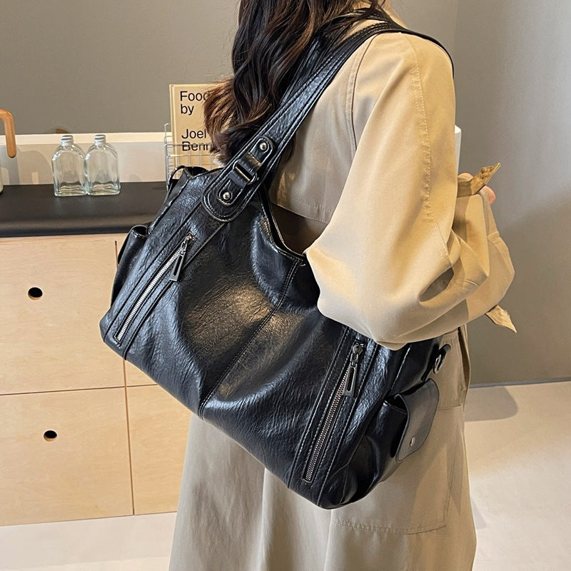 Handbag European And American Retro Solid Color Simple Texture Gronata