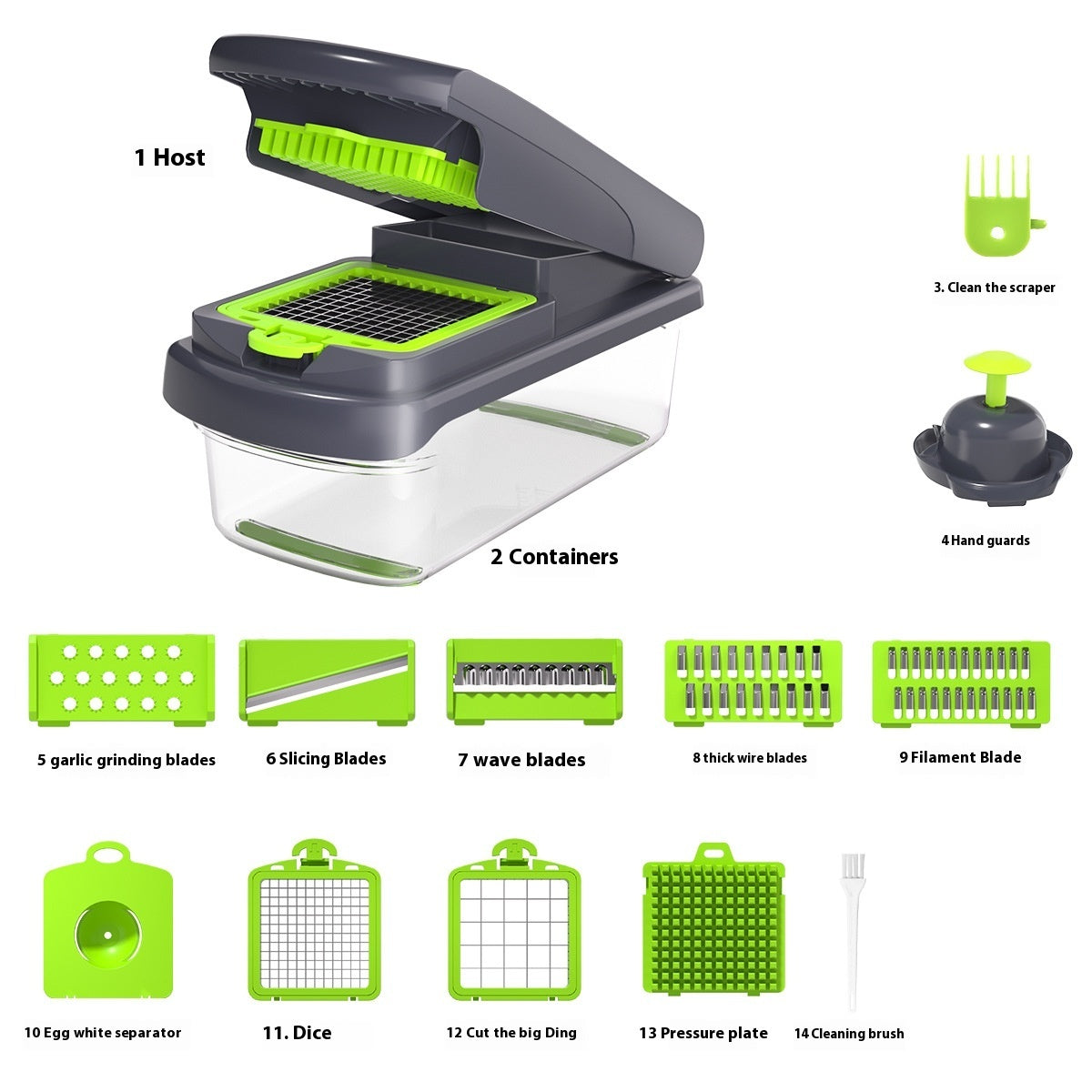 Household Multi-function Vegetable Chopper Kitchen 15-in-one Gronata