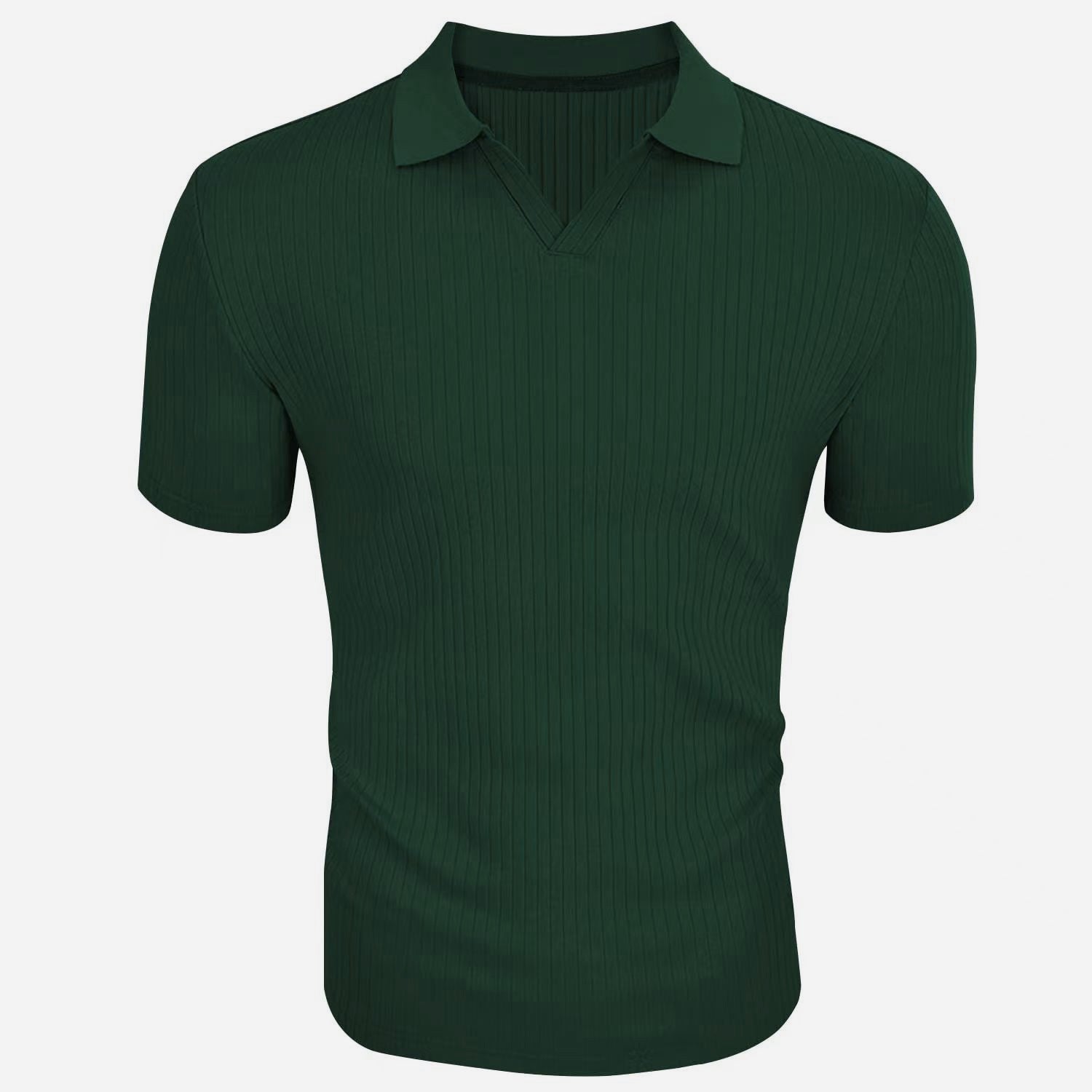 Polo Shirt Lapel V-neck Vertical Striped Short Sleeve Men's T-shirt Gronata